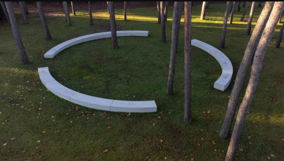 Overhead view of the circular memorial
